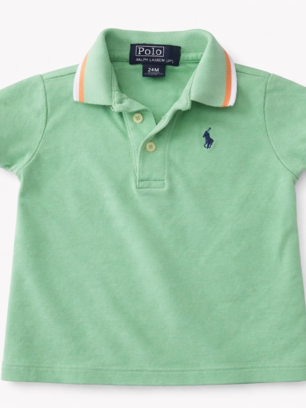 Polo Ralph Lauren 24M Mint Green Polo Shirt | Orange & White Trim | NWOT Luxury